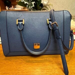 MCM Blue Saffiano Leather 2 Way Bag